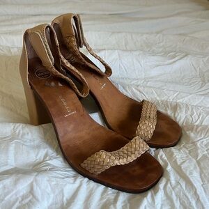 Braided Ankle Strap Block Heels